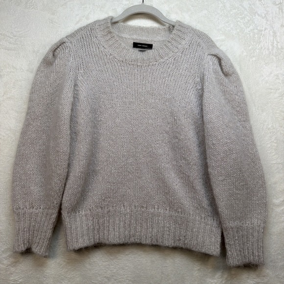 Isabel Marant Sweaters - Isabel Marant Mohair Sweater Beige Fuzzy Crew Neck Merino Blend Size 38